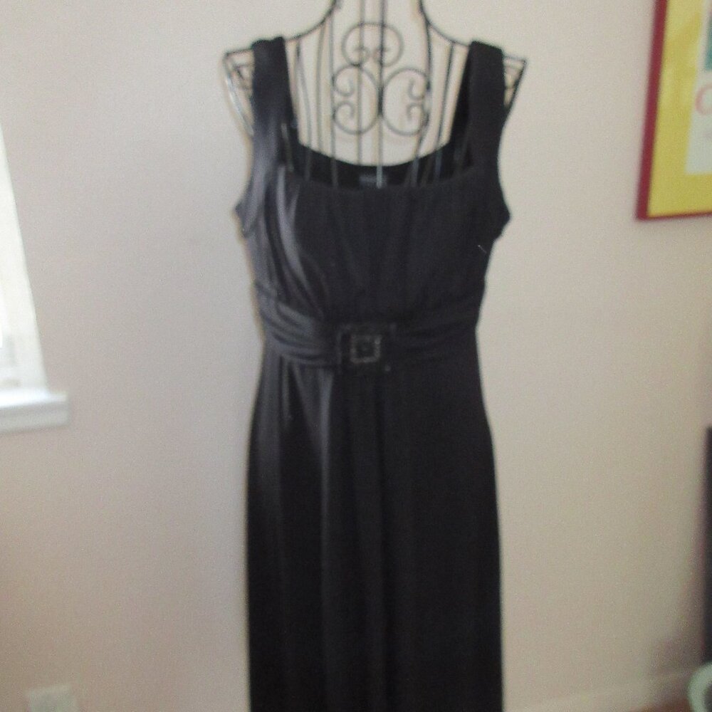 Enfocus Studio Black Knit Dress, scoop neck with pretty buckle treatment size 8